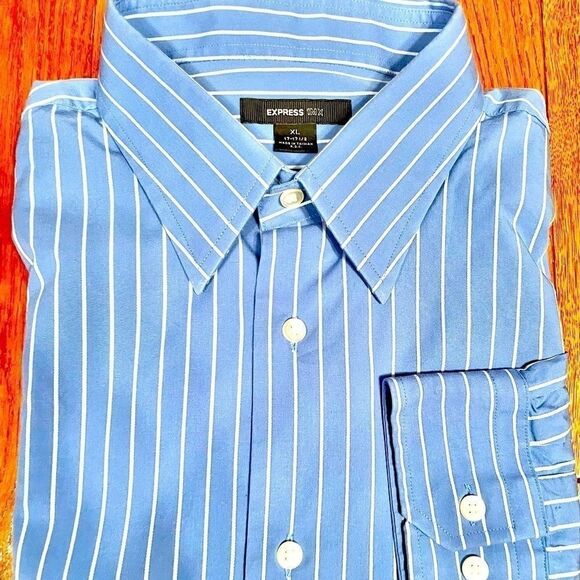 EXPRESS 1MX BLUE & WHITE STRIPE LONG SLEEVE XL - Picture 1 of 3